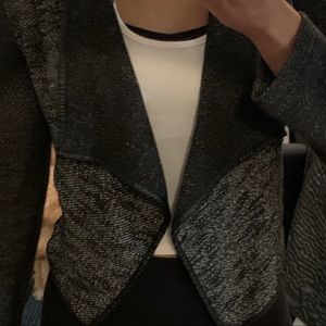 Black Two Toned Drape Front sweater Size S